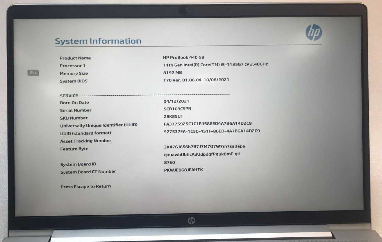 HP ProBook 440 G8 i5-1135G7  8GB 256SSD