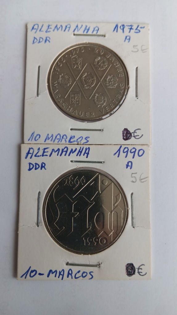 Moedas de 10 e 20 markos Alemães.