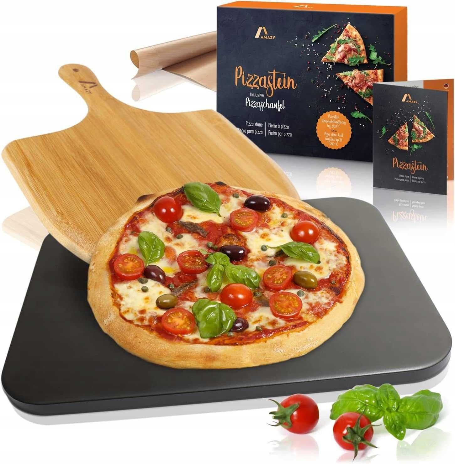 Kamień do pieczenia pizzy, chleba + deska 600° 30x38x1,5cm