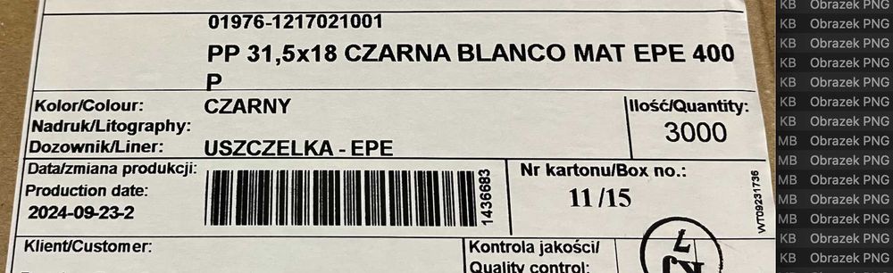 Zakrętka PP 31,5x18 Czarna Blanco Mat EPE 400P