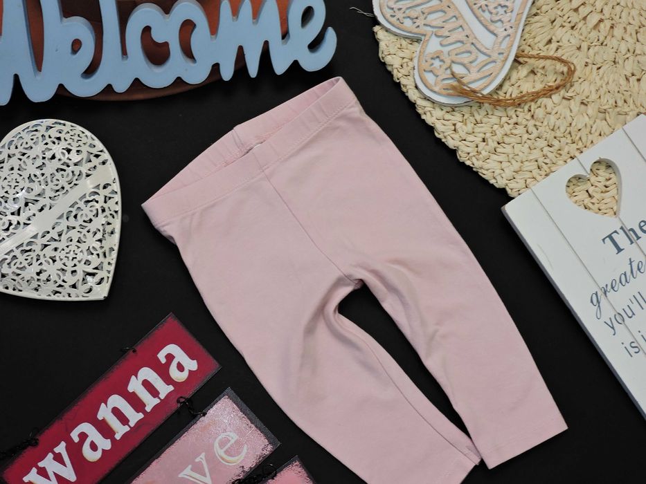 H&M - bawełniane pudrowe legginsy r 68