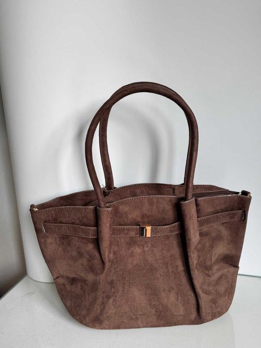 Torebka Gallantry Paris czekoladowa zamsz zamszowa eco brązowa shopper