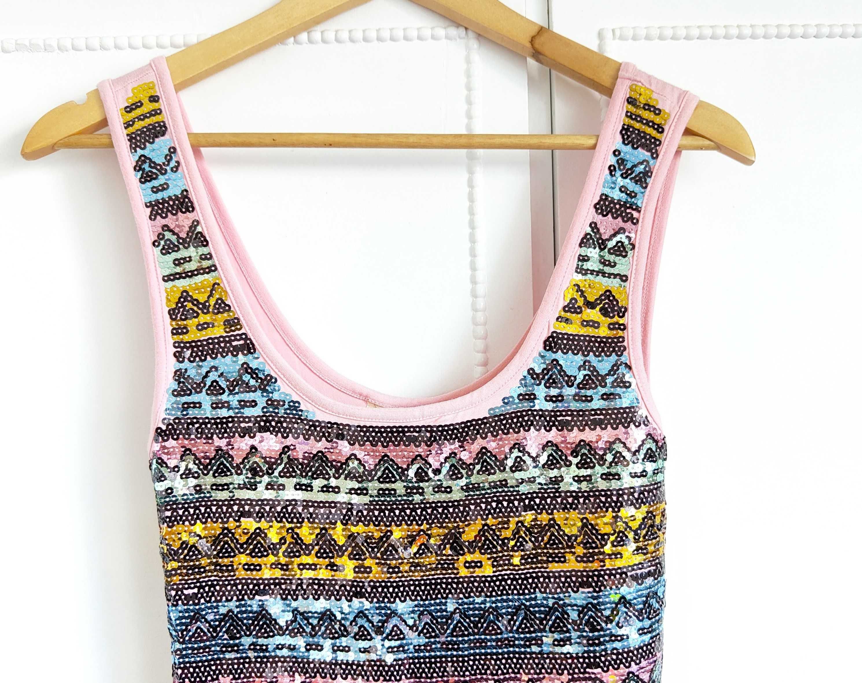 Nowa sukienka Miss Selfridge aztecki wzór aztec mini cekiny M 38