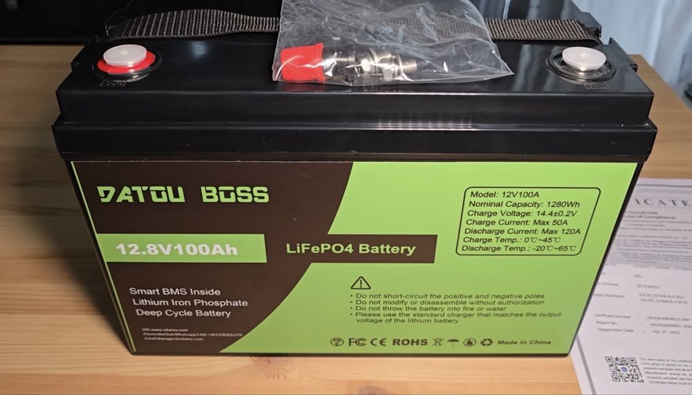 Акумулятор LiFePO4 DATOUBOSS 12,8v100Ah з BMS батарея для ДБЖ,RV