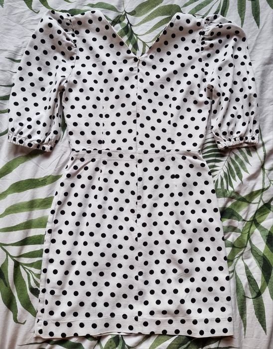 Biała sukienka w czarne groszki, kropki Laurella Matilde Dots XS/S