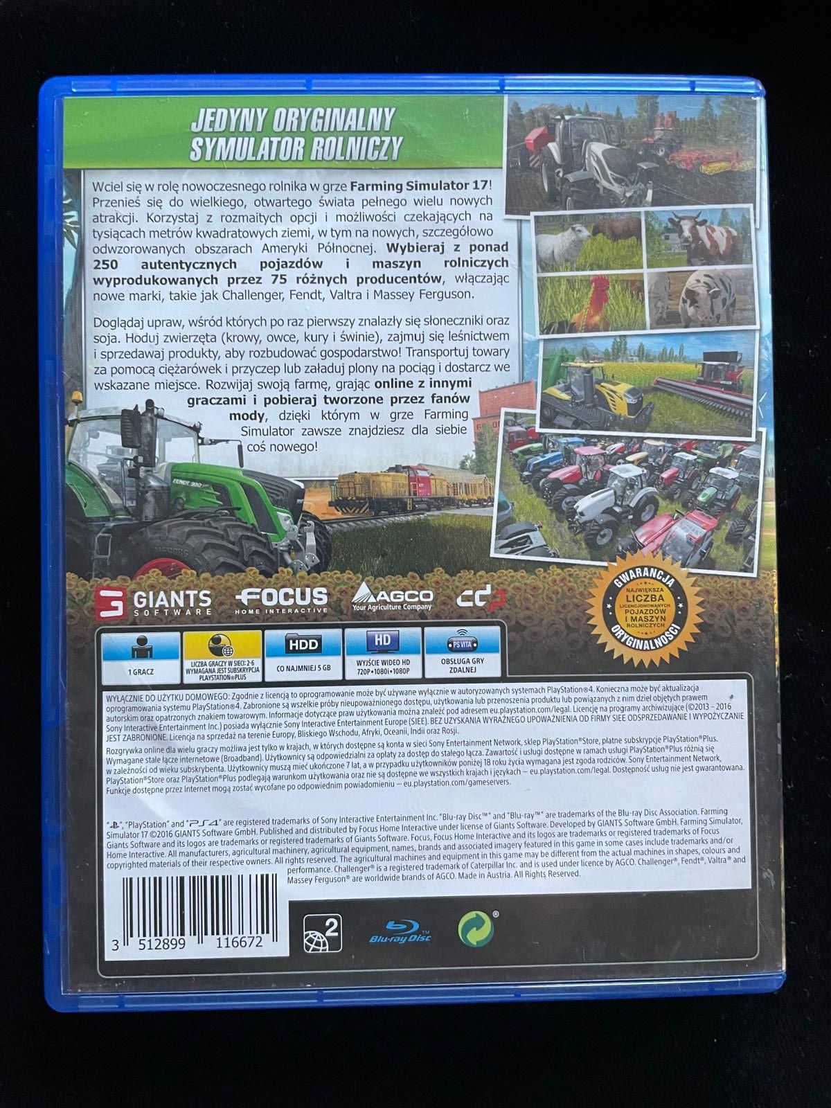Farming Simulator 17 PL na PS4 i PS5 Komplet po polsku w BDB stanie