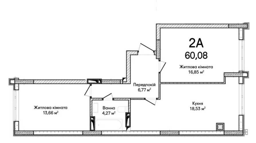 Перший внесок 784 044 грн. Продаж 2кімнатної квартири 60.08м2