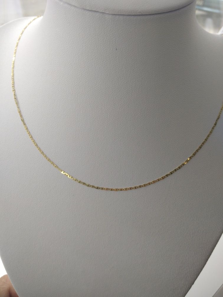 Złoty delikatny łańcuszek złoto 585 50 cm