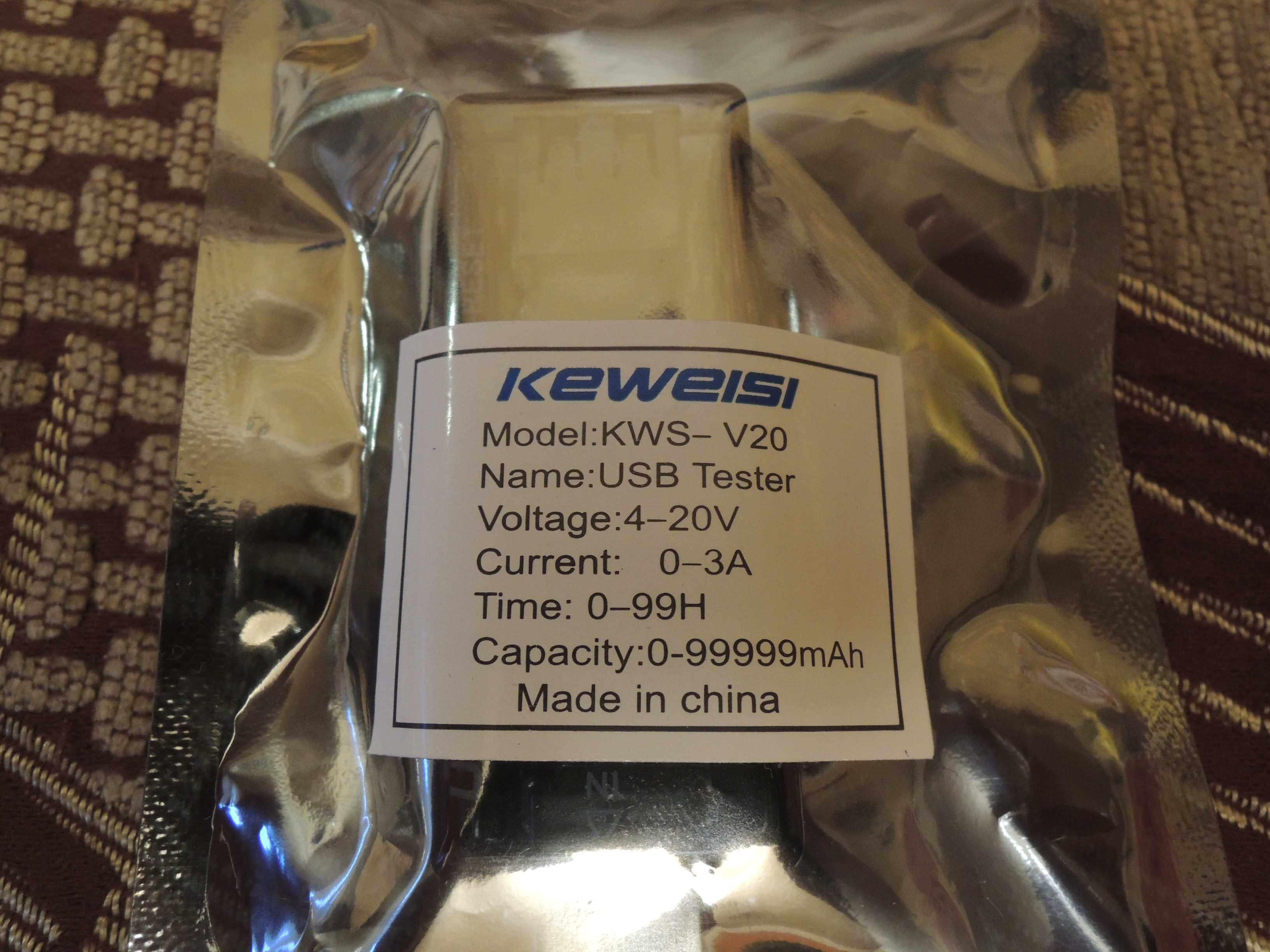 USB тестер Keweisi KWS-V20 – измеритель напряжения, тока, ёмкости