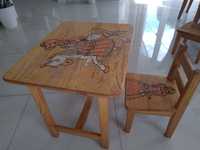 Stolik dziecięcy drewniany z krzesełkiem