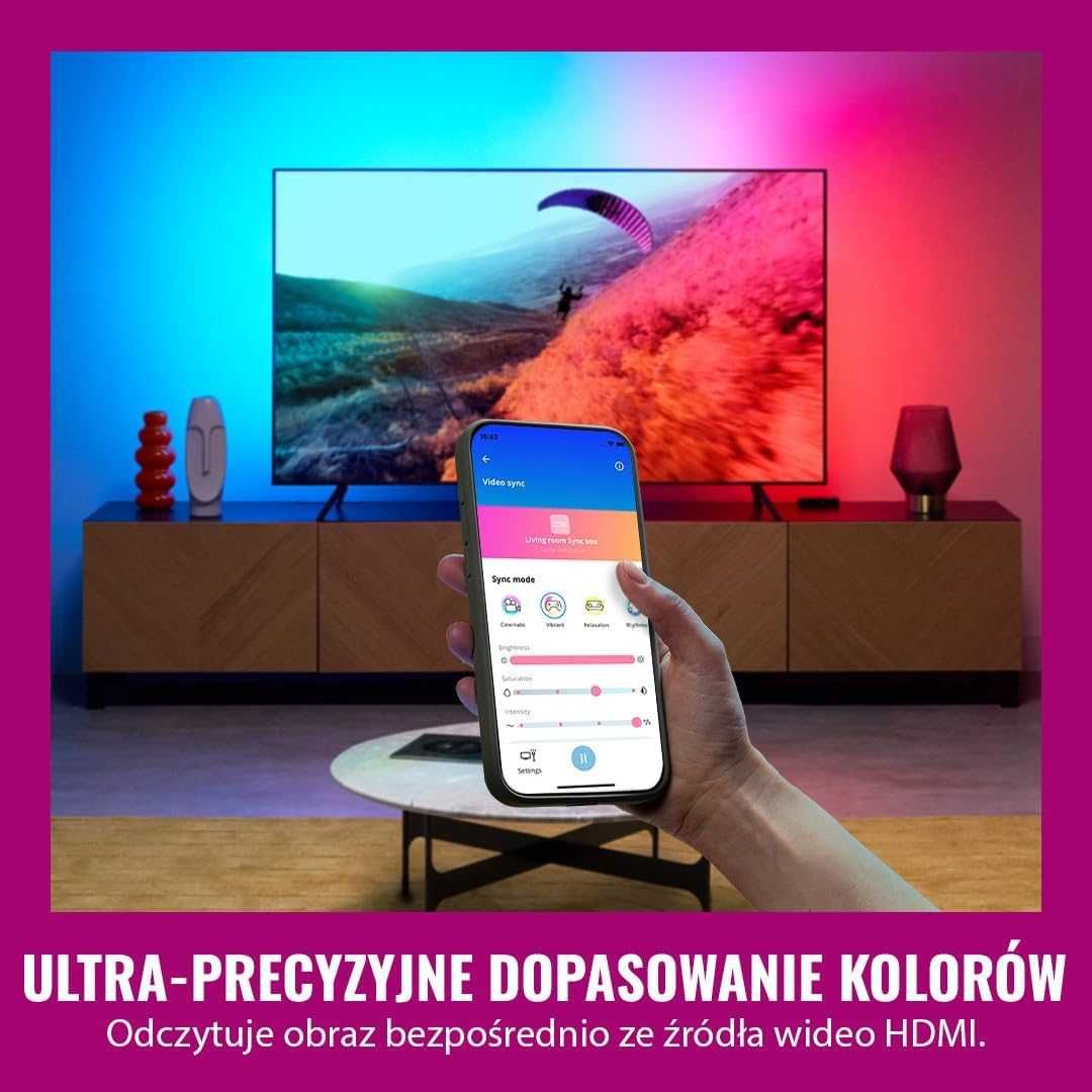 WiZ HDMI Sync Box Taśma LED RGBIC 4K 60Hz do TV 75–85" Google Alexa