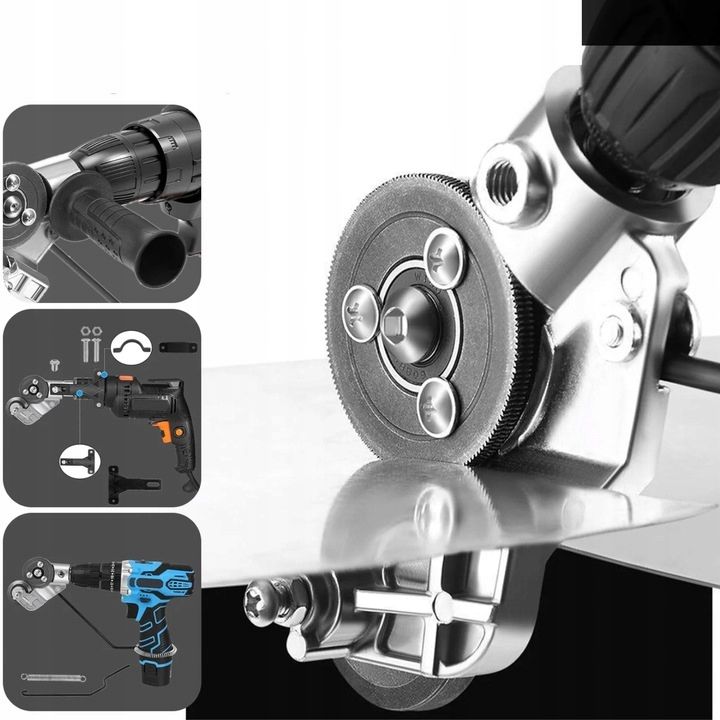 Adapter Przystawka Nożyce Do Cięcia Blachy Na Wiertarkę Wkrętarkę Kd10