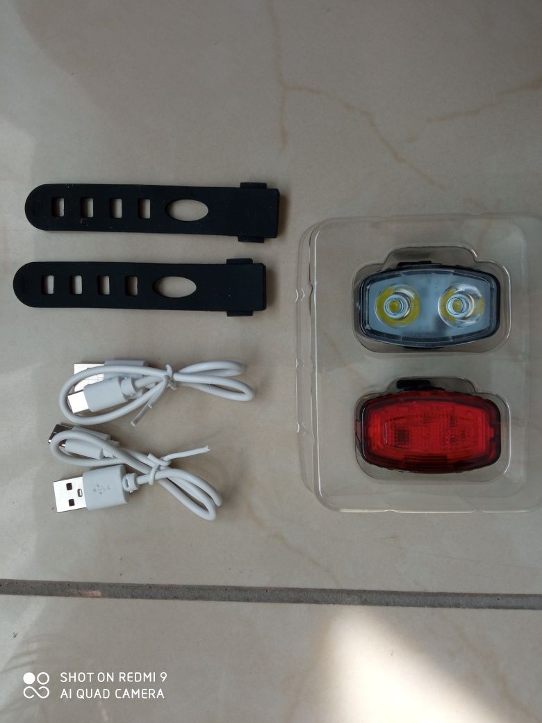 Lampka rowerowa  przód tył na kierownicęLED USB akumulator mocna
