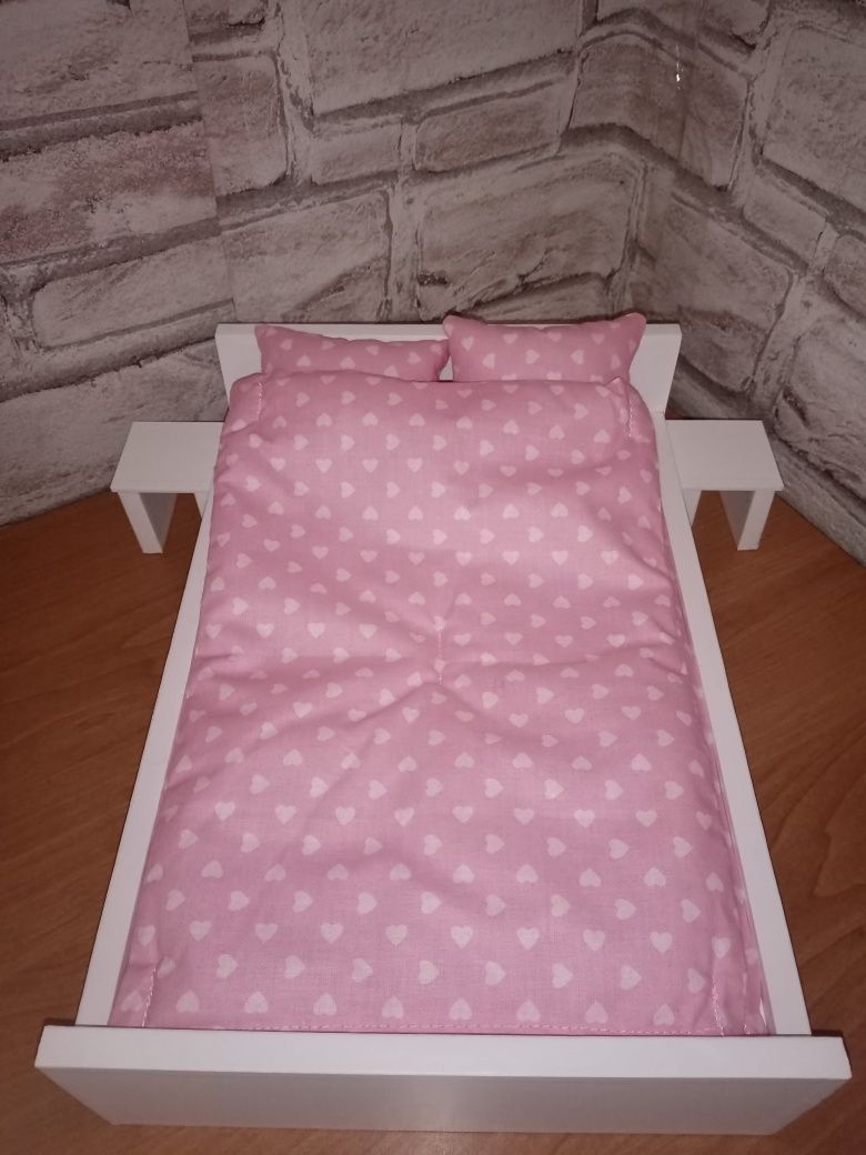 Łóżko drewniane podwójne dla lalek Barbie
