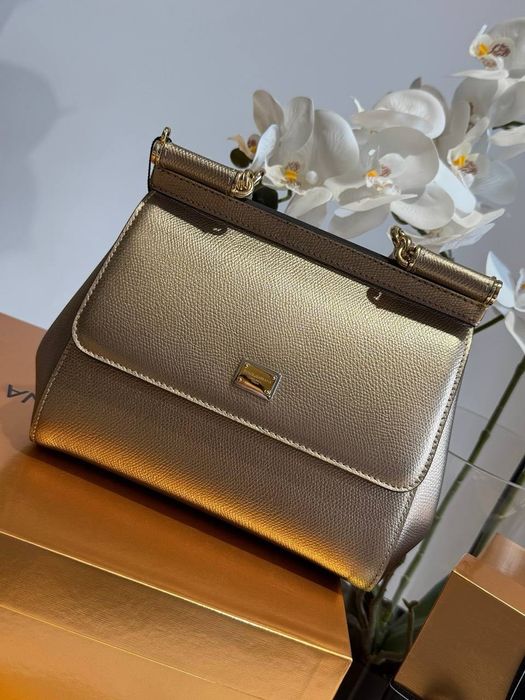 Сумка D&G Dolce & Gabbana Sicily люкс 1:1 | бежева, золота, синя