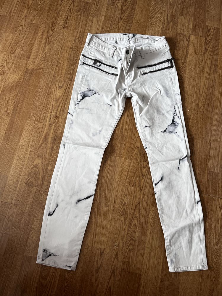 Spodnie marmurki Zara slim fit 40 L woskowane