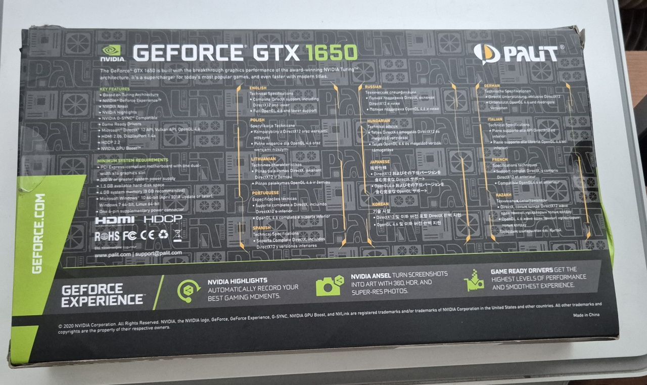 Karta graficzna Geforce GTX 1650,4GB