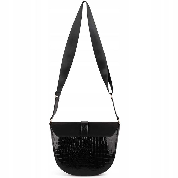 Torebka Damska Listonoszka Półksiężyc Czarna Miejska Na Ramię EkoSkóra