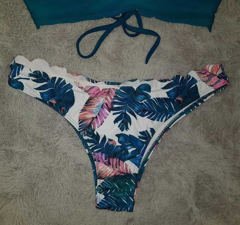 SHEIN Strój kąpielowy 36 S plażowy Top Bikini Liście tropikalne