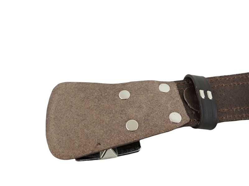 Elegancki Pas Oficerski Polska Naturalna Skóra Brąz+ Klamra Nikiel 135
