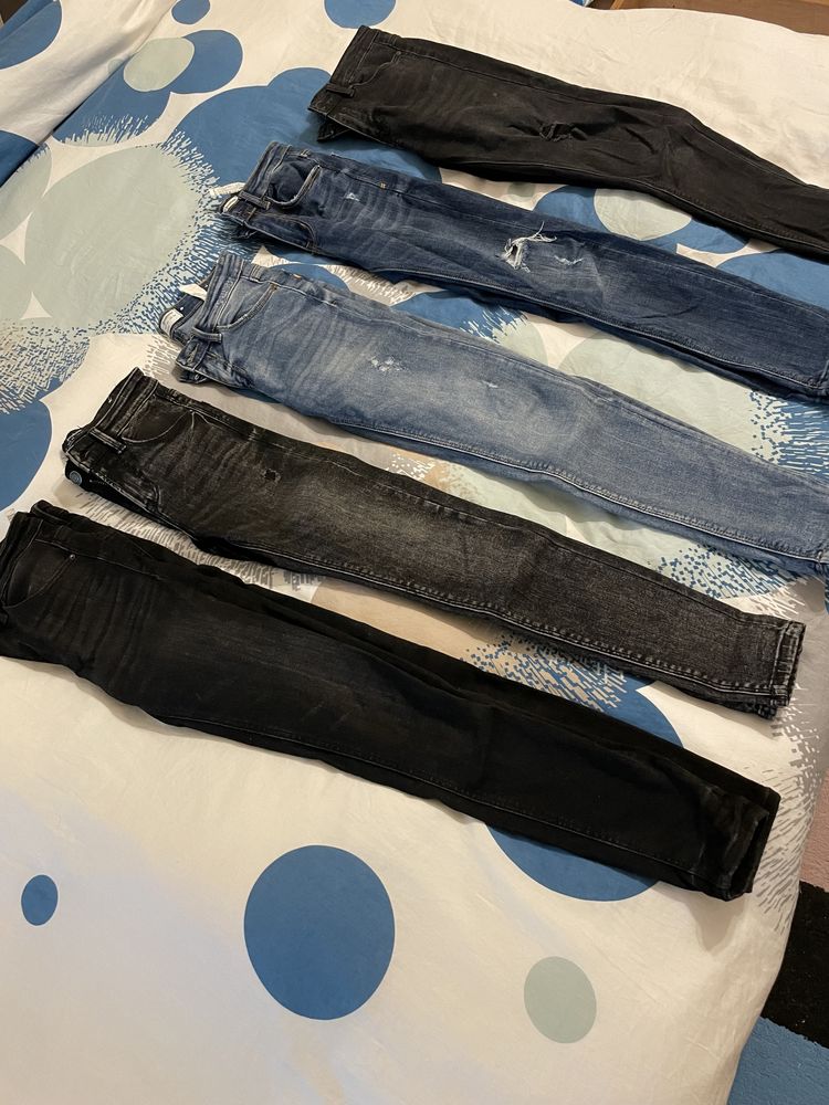 5 par jeansów spodni stradivarius zara levis wrangler lee 32/34 xs xxs