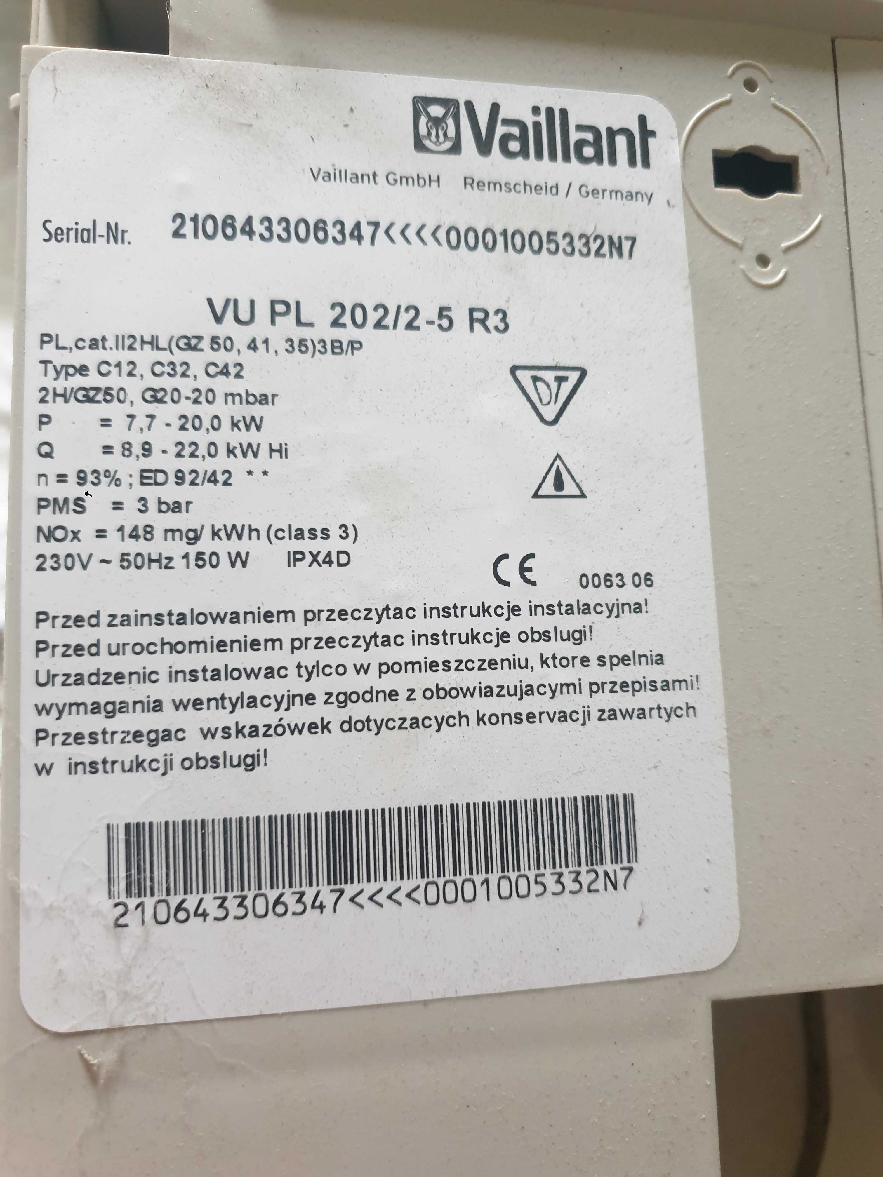 Piec gazowy Vaillant VU PL 202/2-5R3 – sprawny do końca, demontaż 2023