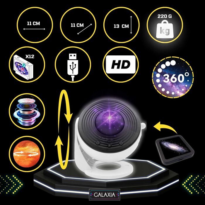 PLANETARIUM PROJEKTOR GWIAZD Rzutnik Nieba Lampka Nocna Dla Dzieci LED