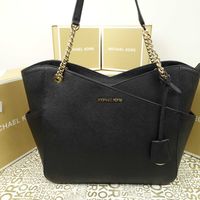 Шкіряна сумка Michael Kors jet set shoulder tote чорна Корс оригіналА4