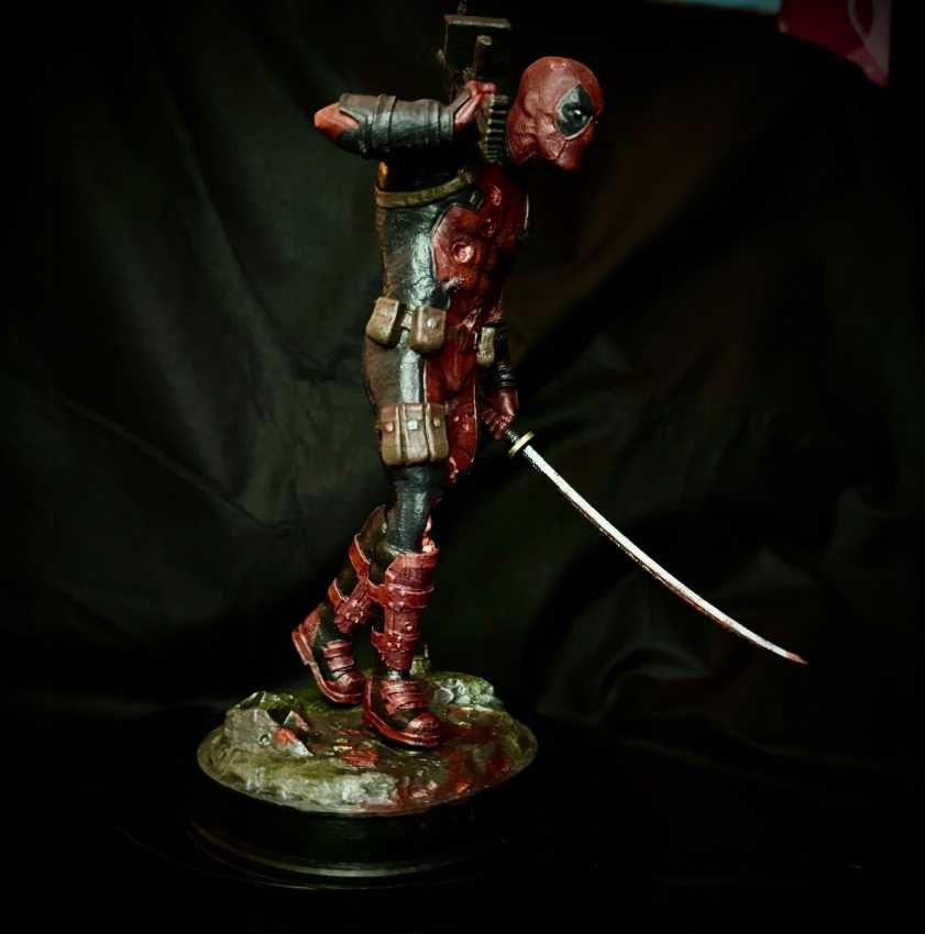 Figurka Deadpool, Marvel, Druk 3D, Ręcznie Malowana, 23cm
