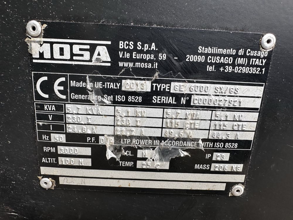 MOSA GE 600 SX/GS Agregat prądotwórczy z masztem oświetleniowym