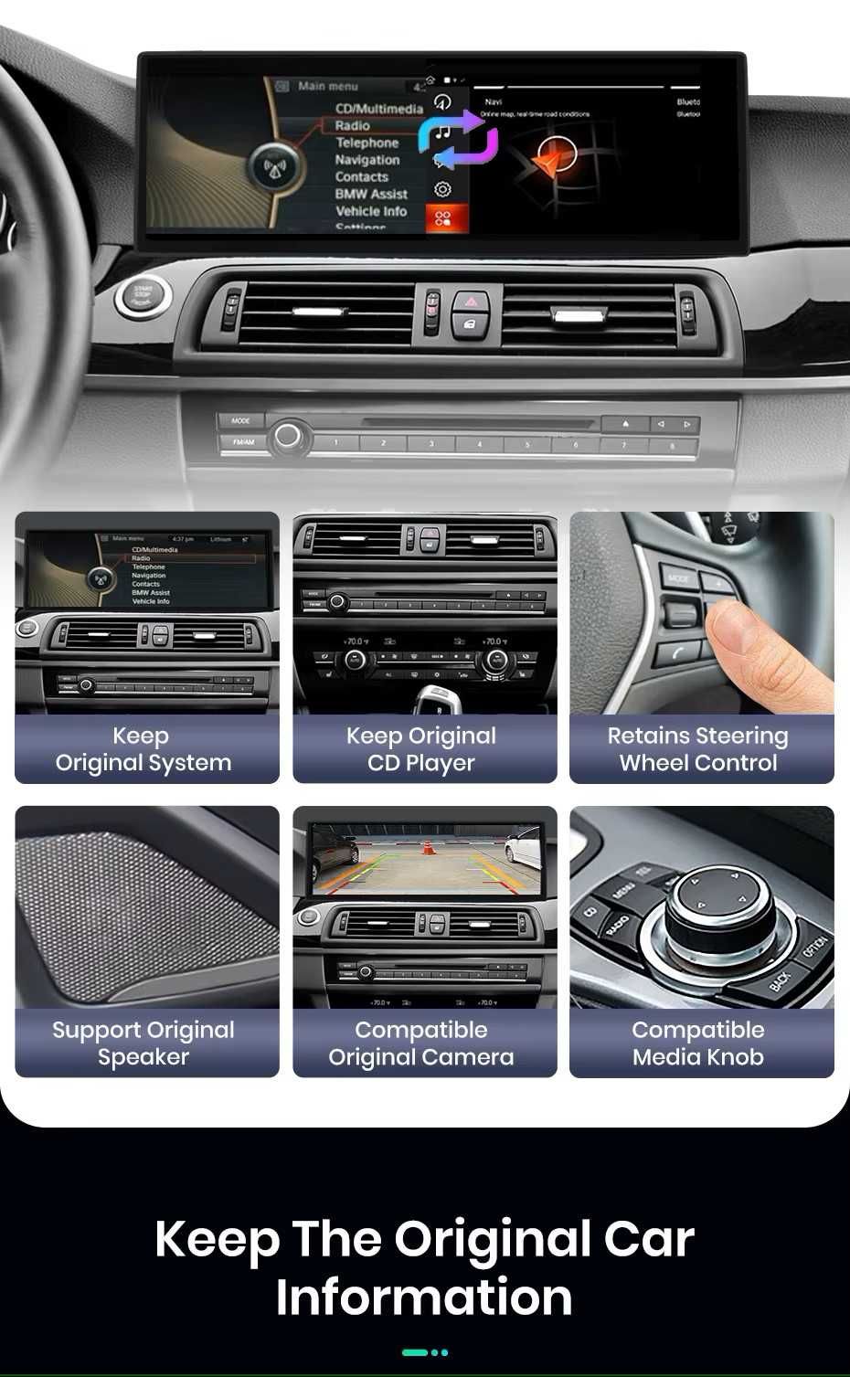 Radio BMW F10, F11 android 14,9" - wersja 8GB+128GB CIC