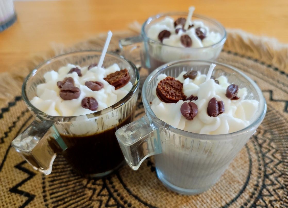 Zestaw 3 świeczek espresso sojowe