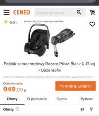 Recaro Privia baza Isofix fotelik samochodowy 0-13 kg łupina