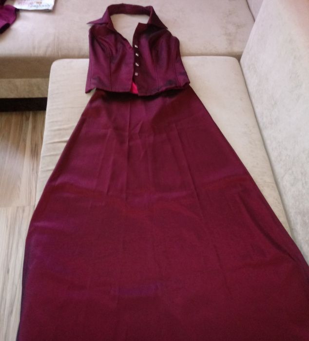 Sukienka dwuczęściowa bordowa 40