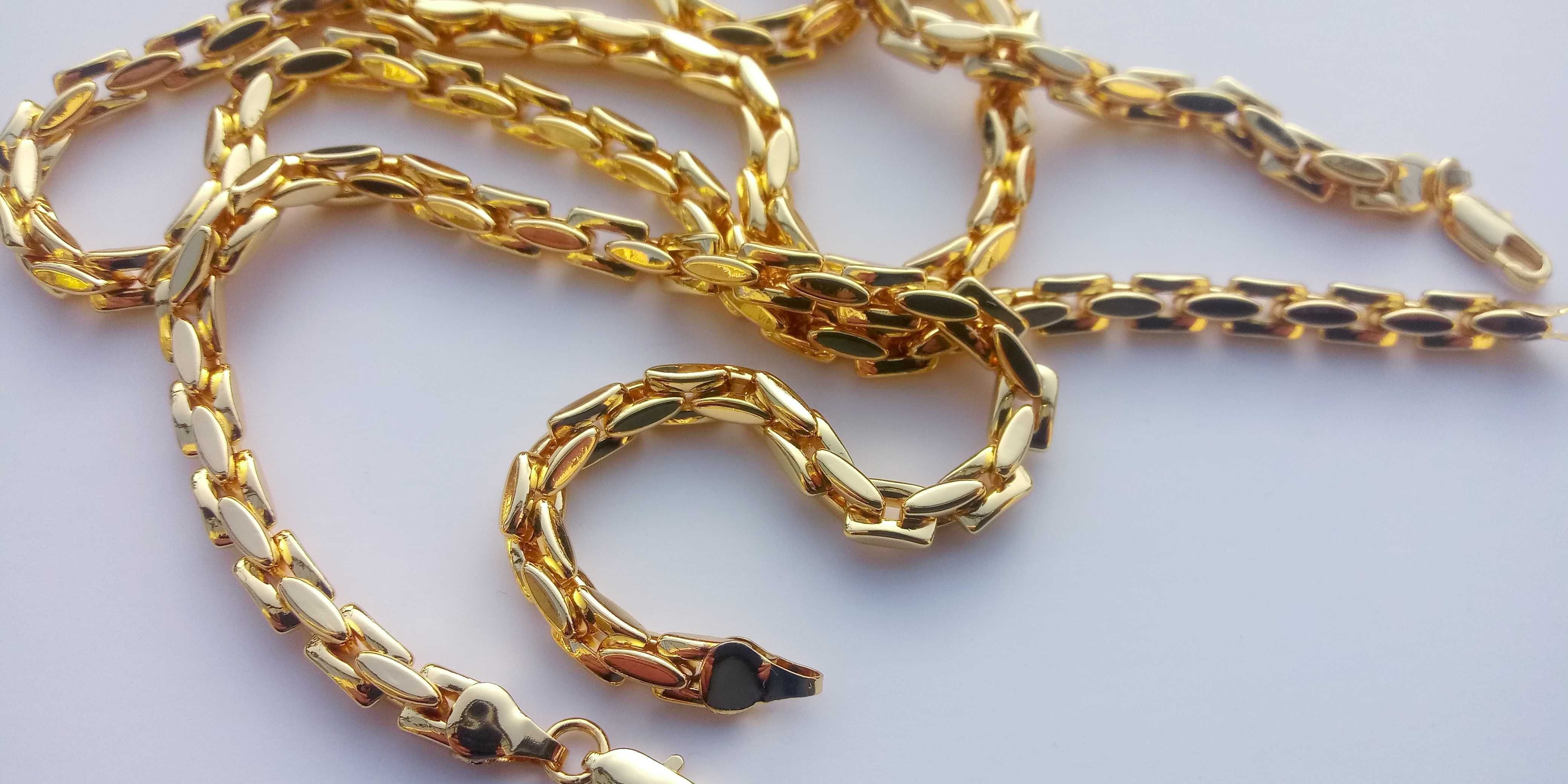 Złoty łańcuszek damski 50 cm,14k,próba 585,Biżuteria pozłacana,pandora