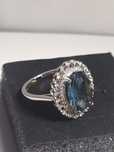 Nowy srebrny pierścionek naturalny topaz