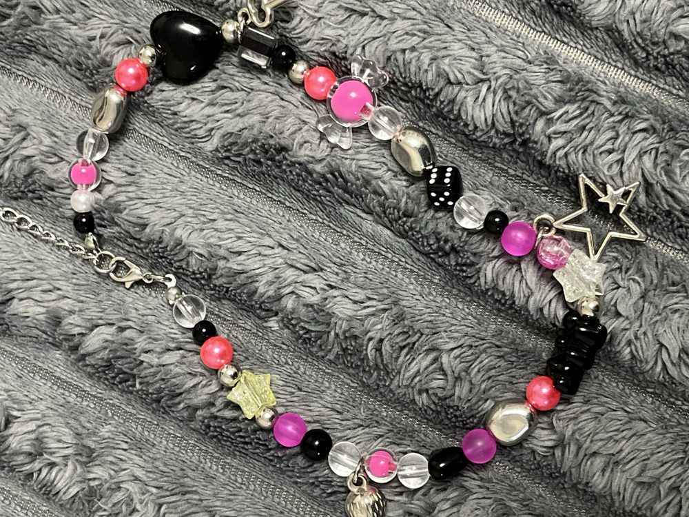 гарна рожева підвіска на шию cute necklace y2k kawai sweet pink