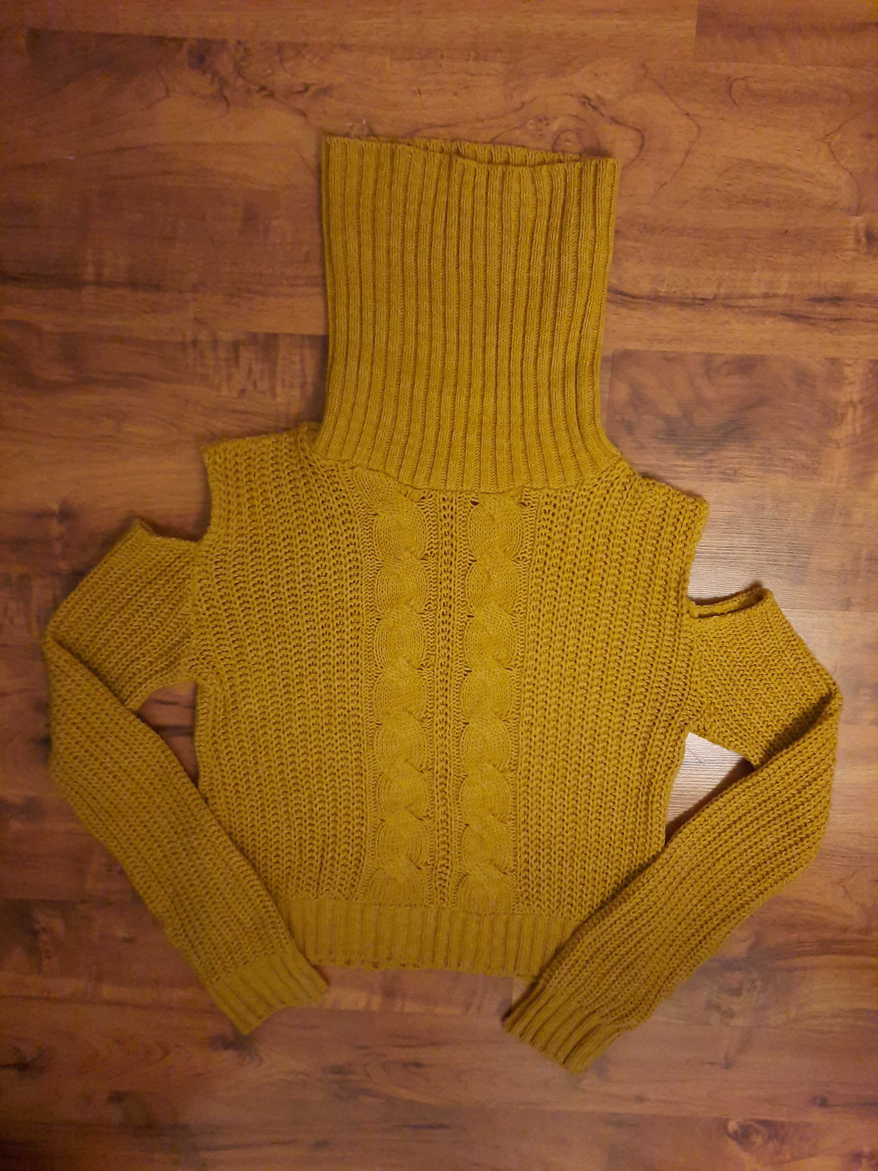 Żółty sweter sweterek z golfem Chemistry S M