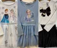 Elsa, Elza, Frozen, Kraina lodu Sukienka zestaw 110/116 tiul cekiny HM