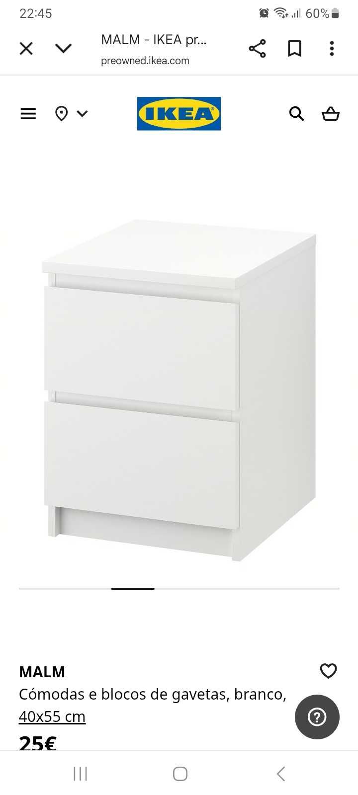 Mesa cabeceira branca malm ikea
