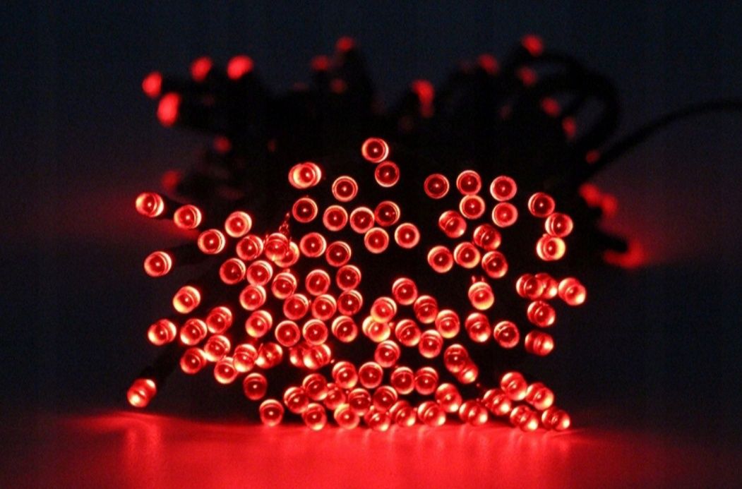 Czerwone lampki 500 LED 35m ozdobne girlanda 8 programow