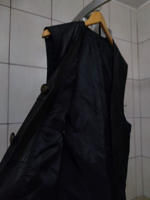 Bezrękawnik czarny L elegancki męski skórzany leather lieder opinający