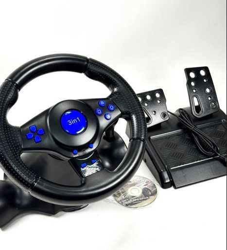 ігрове кермо пк ноут ps вібрація педали газ тормоз гейм игровой руль