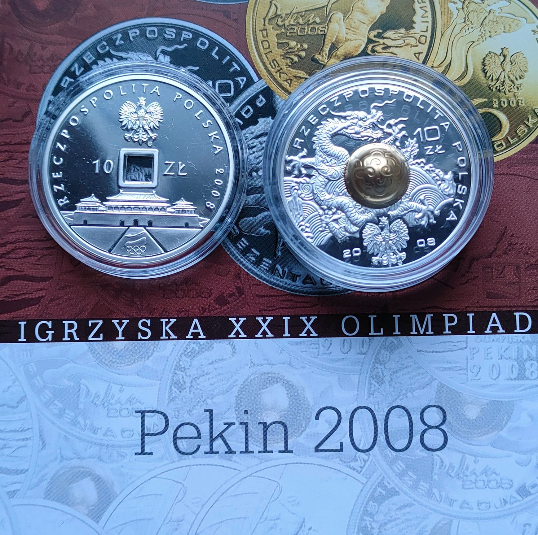 10 zł srebro Pekin 2008 r. 2 monety