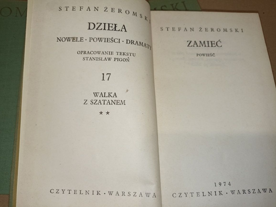 Trylogia ,,Walka z szatanem,, Stefan Żeromski  wydanie z 1974r