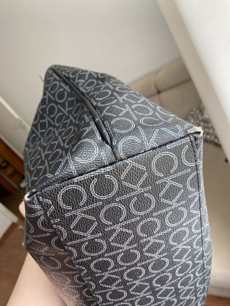 Torba shopper monogram - czarna - Calvin Klein