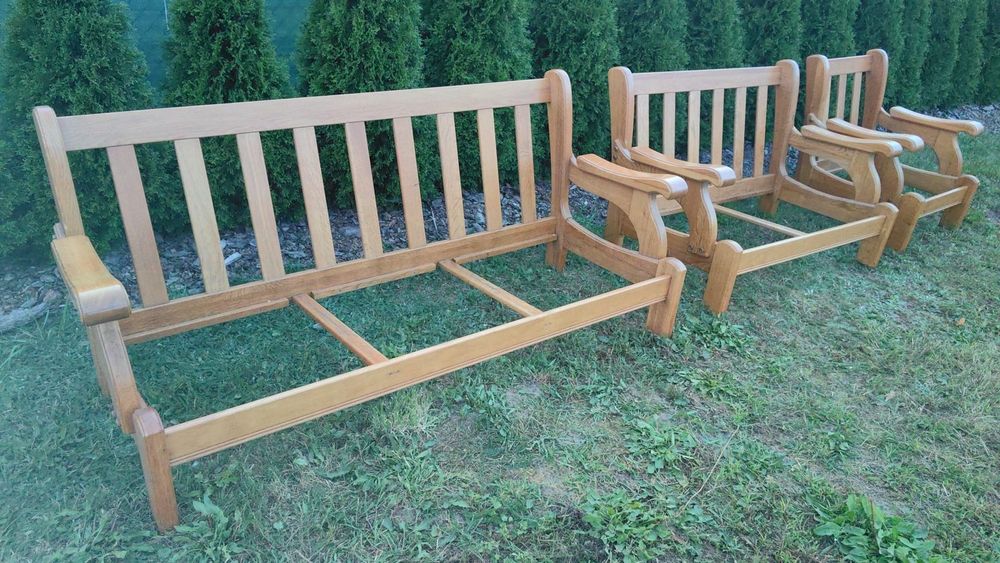 Komplet wypoczynkowy dębowy