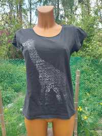 T-shirt damski czarny żyrafa rozmiar 34 firma Chillytime