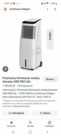 Przenośny klimatyzer wodny klimator AER PRO 30L