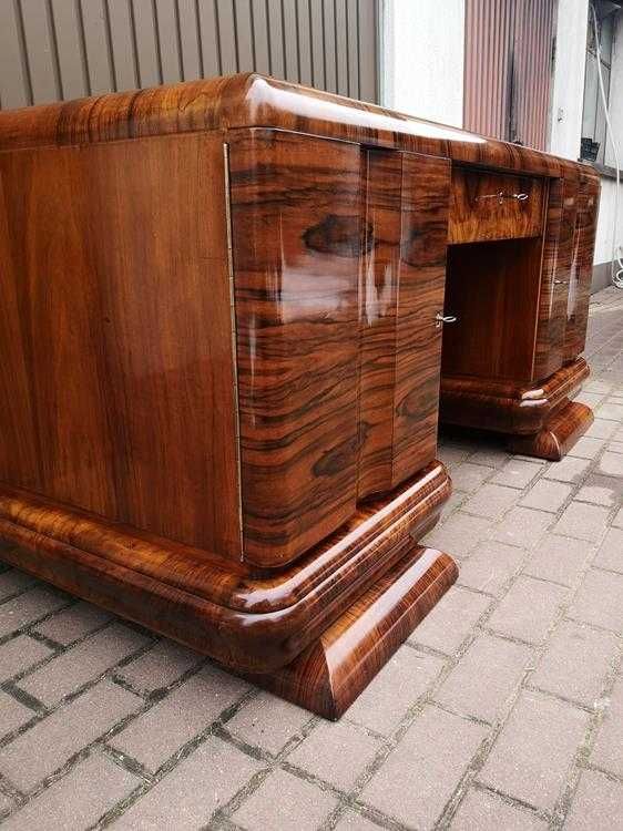 Biurko ART-DECO Orzech Politura Stare Antyk Dwustronne Po Renowacji .